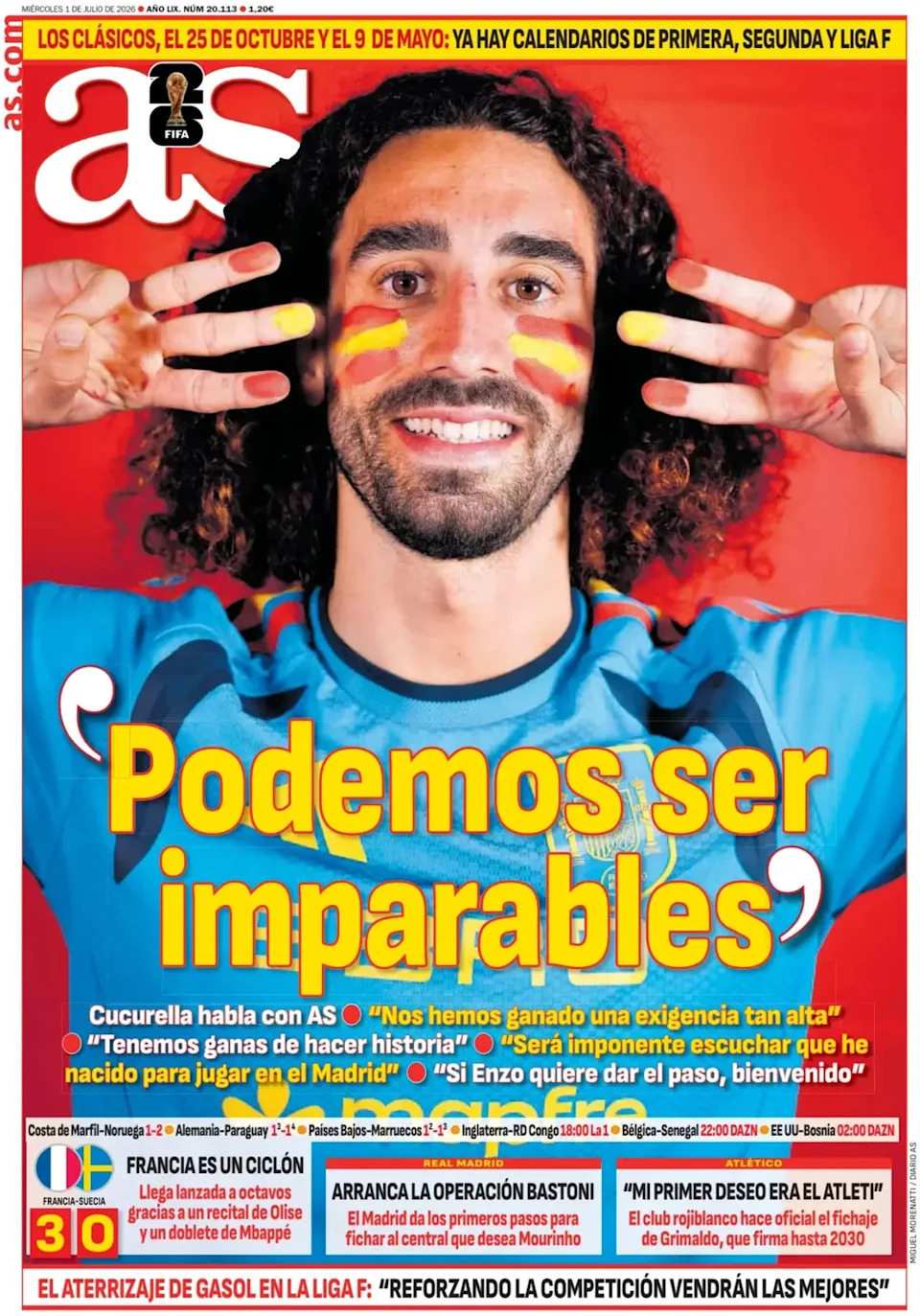Front Pages Bow to France's Masterclass as Spain Fine-Tunes its Machinery at the World Cup
