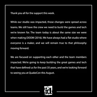 id Software Provides Proof of Life After Massive Layoffs, Assures Fans of Continued Greatness